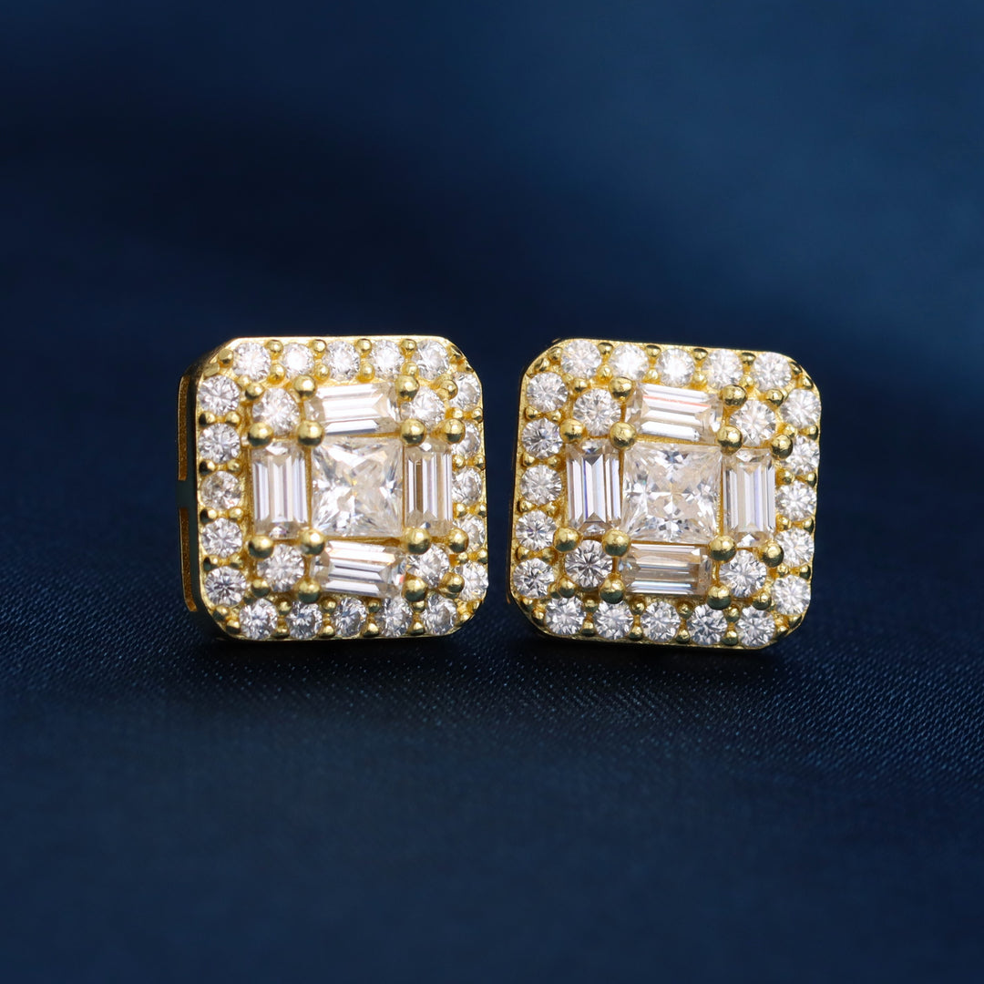 Baguette Clustered Moissanite Stud Earrings