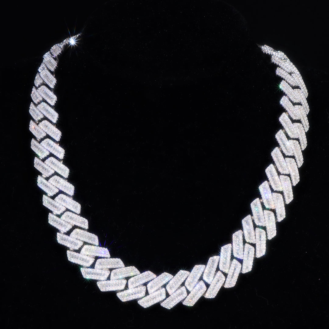 14 mm zweireihiges kubanisches Gliederarmband in Weißgold