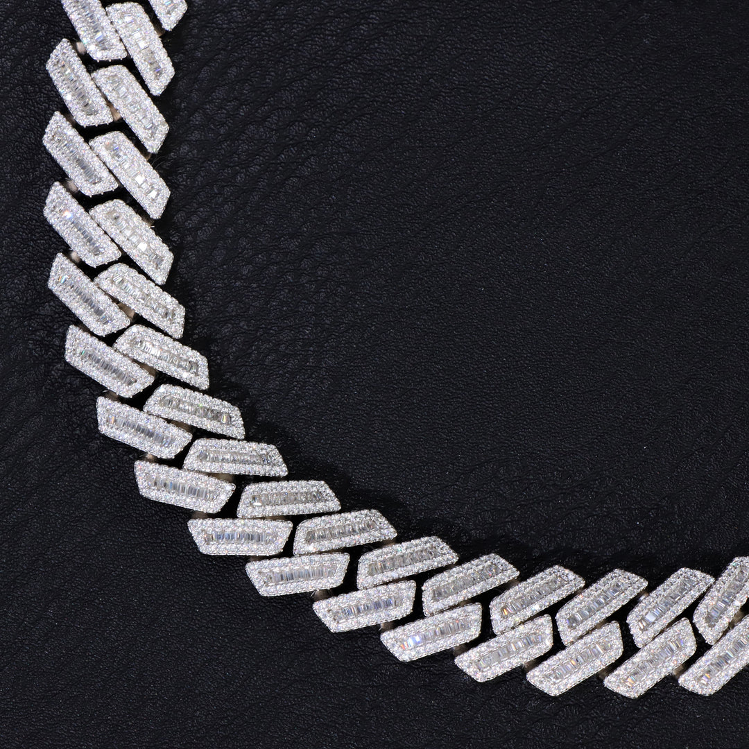14 mm zweireihiges kubanisches Gliederarmband in Weißgold