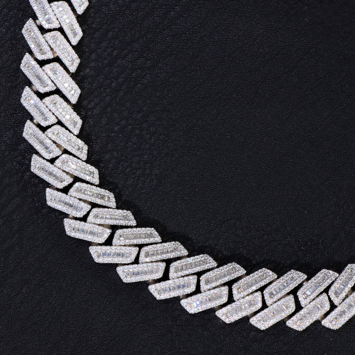 14 mm zweireihiges kubanisches Gliederarmband in Weißgold