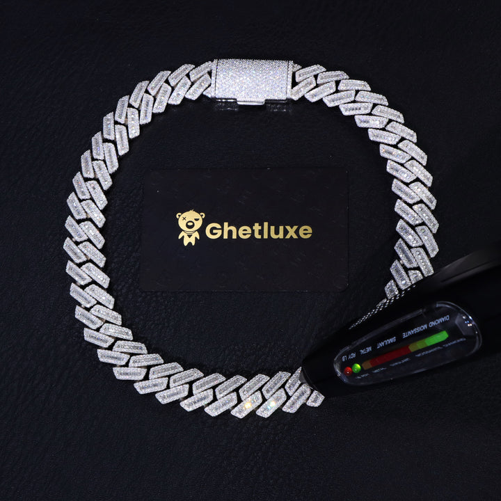 14 mm zweireihiges kubanisches Gliederarmband in Weißgold