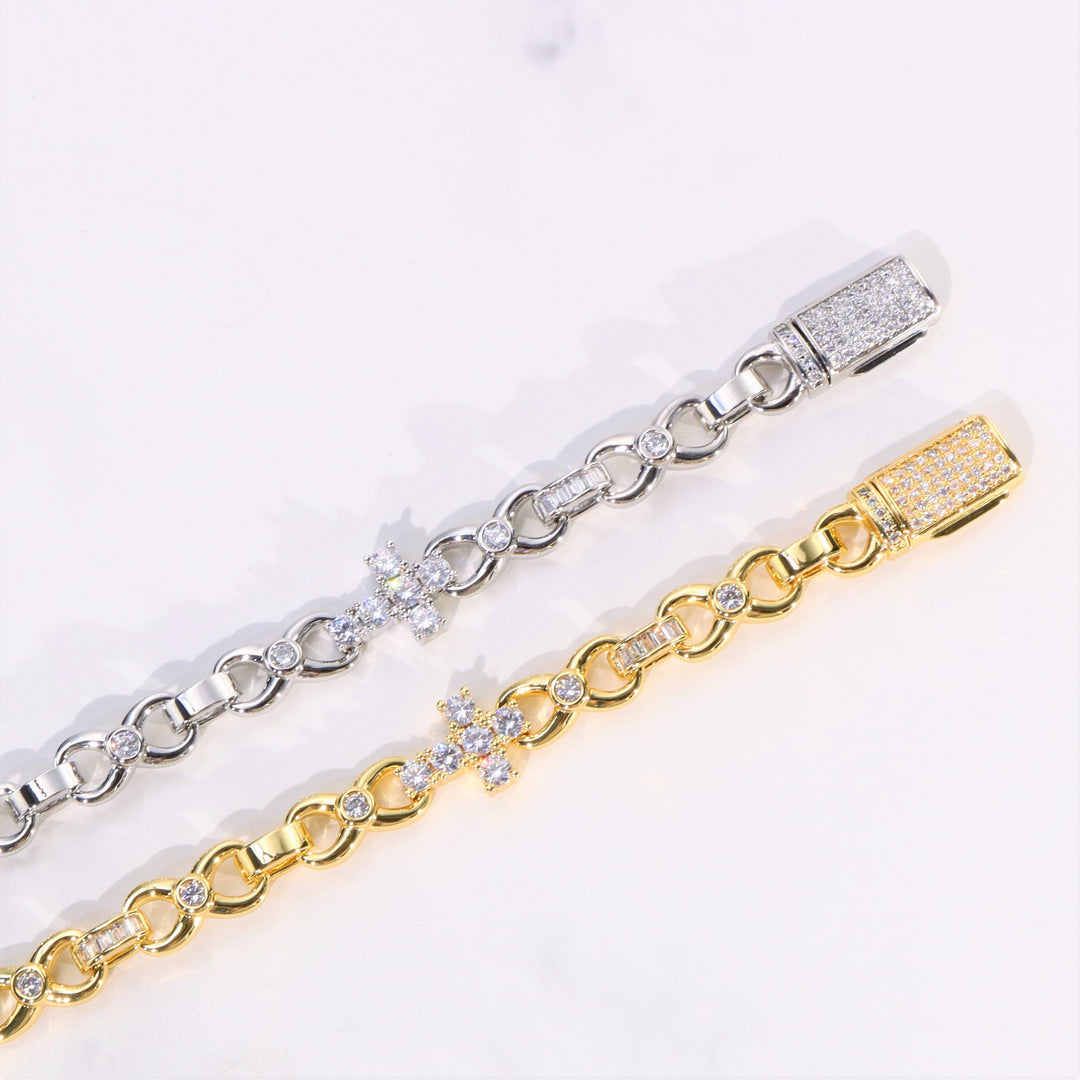 Women's 12mm Cross Bracelet in Gold