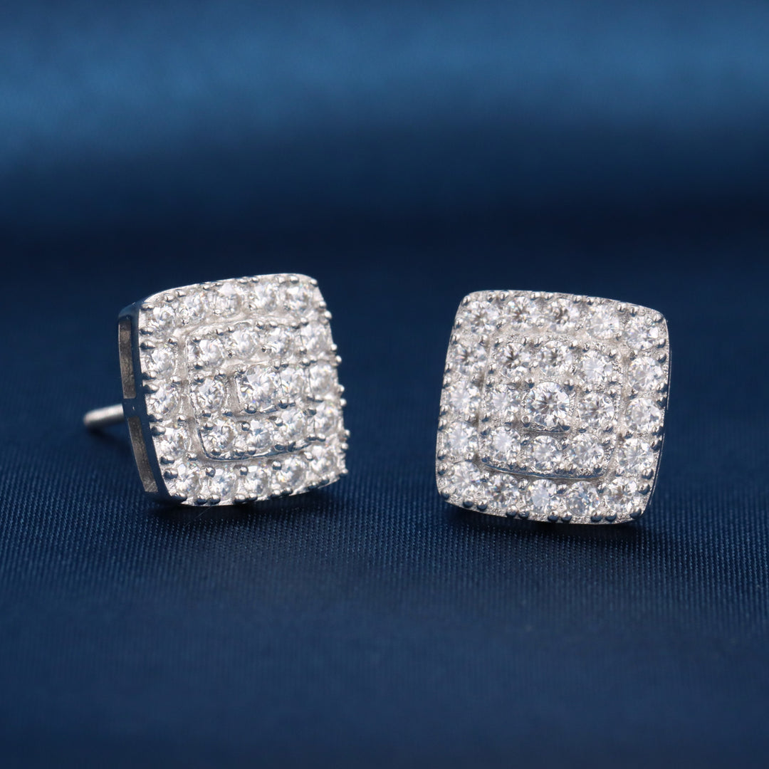 Moissanite Pave Cushion Stud Earrings