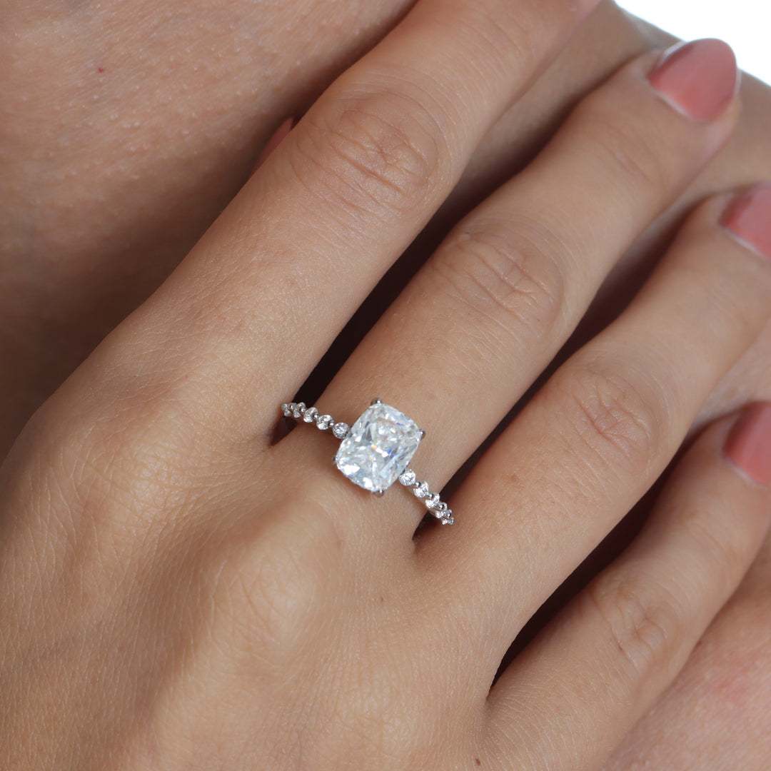Luxe Hidden Halo Elongated Cushion Cut Moissanite Ring