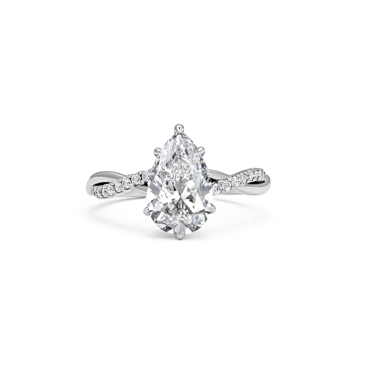 Twisted Vine Pear Cut Moissanite Ring in Sterling Silver