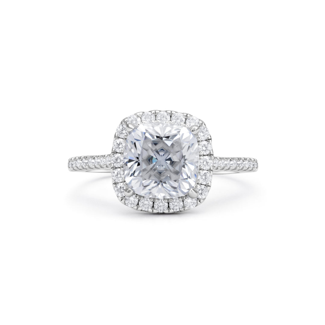 Adorned Halo Cushion Cut Moissanite Ring