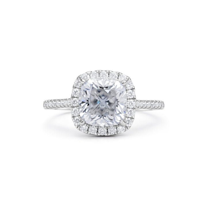 Adorned Halo Cushion Cut Moissanite Ring