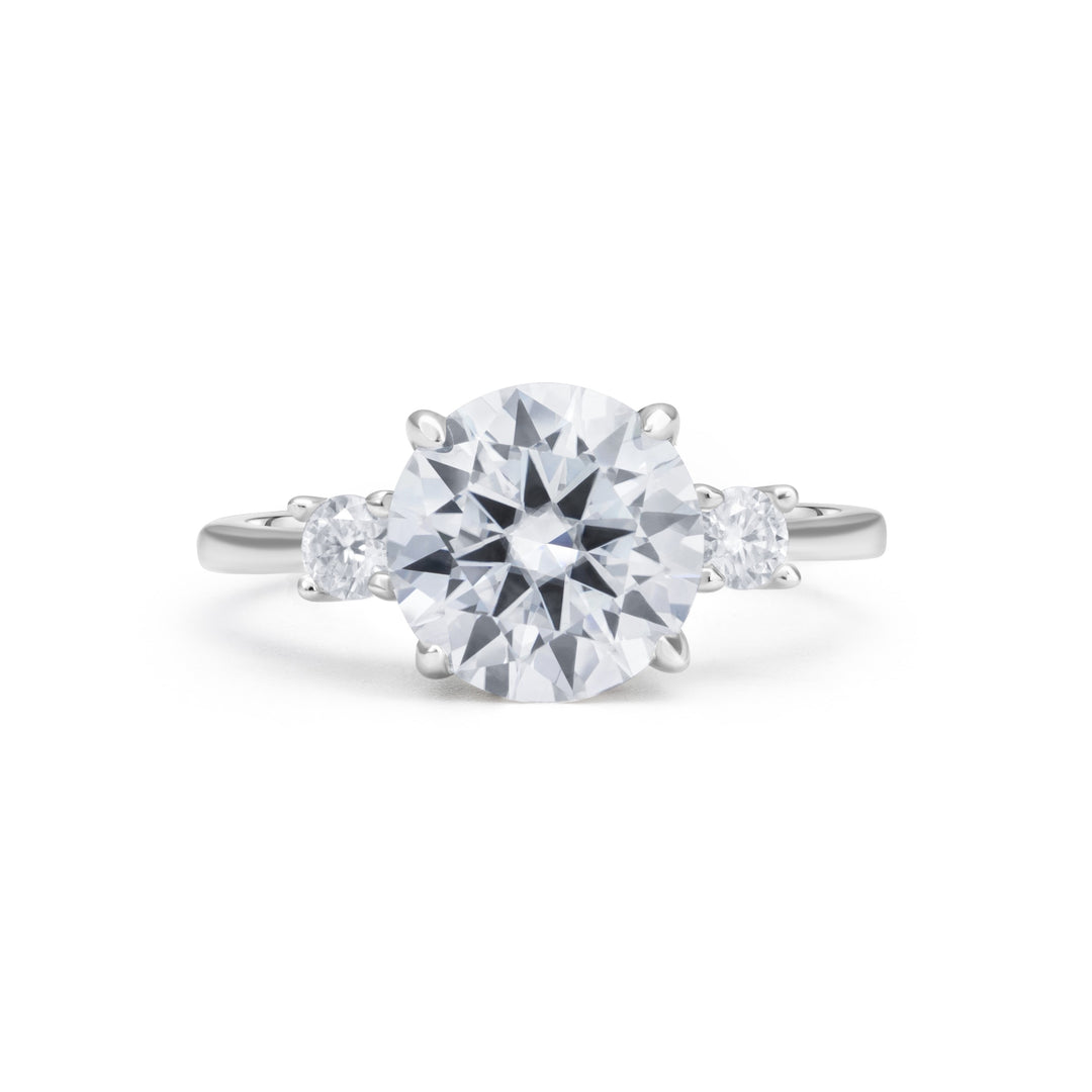 Celestia Three Stone Round Cut Moissanite Ring
