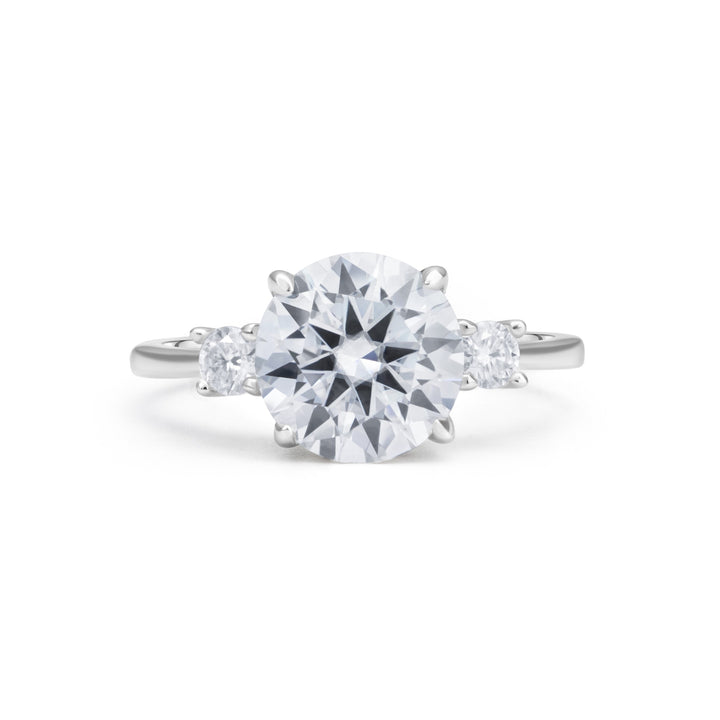 Celestia Three Stone Round Cut Moissanite Ring