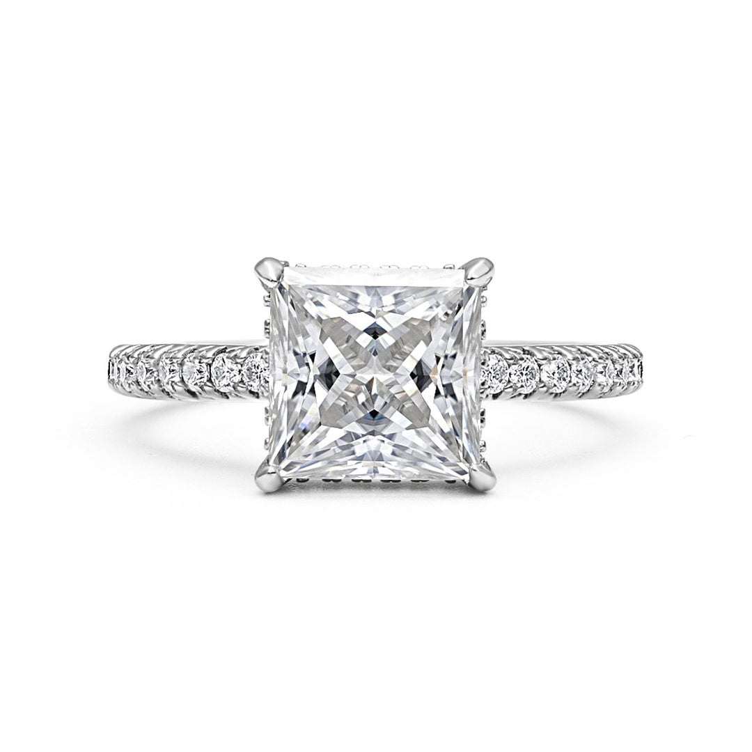 Luxe Hidden Halo Princess Cut Moissanite Ring