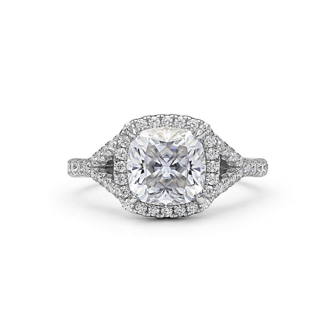 Joy Halo Cushion Cut Moissanite Ring