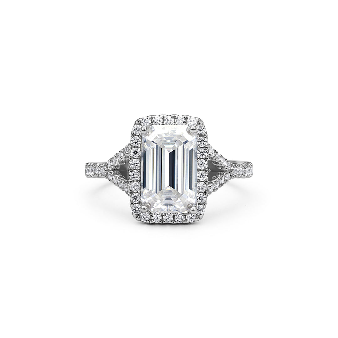 Joy Halo Emerald Cut Moissanite Ring