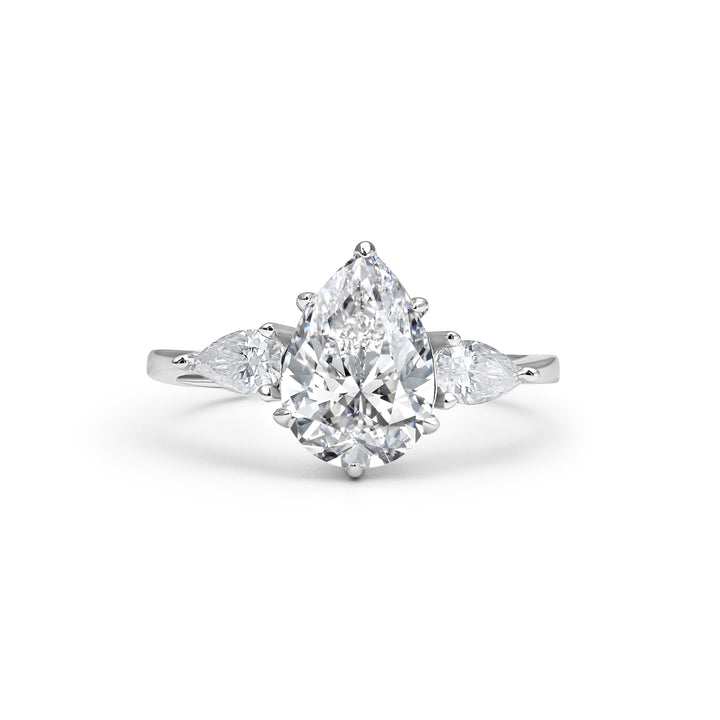 Three Stone Pear Cut Moissanite Ring