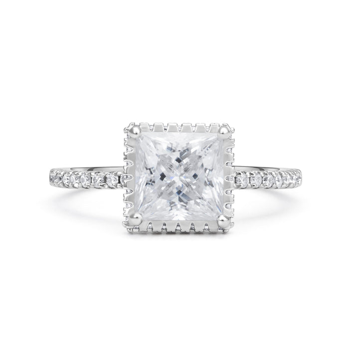Adorned Hidden Halo Princess Cut Moissanite Ring