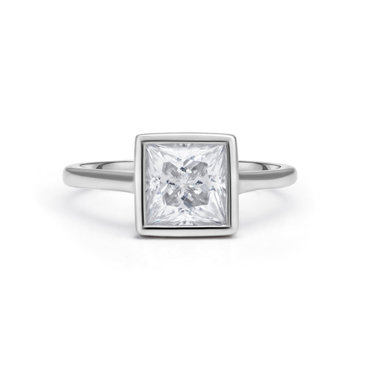 Solitaire Bezel Princess Cut Moissanite Ring
