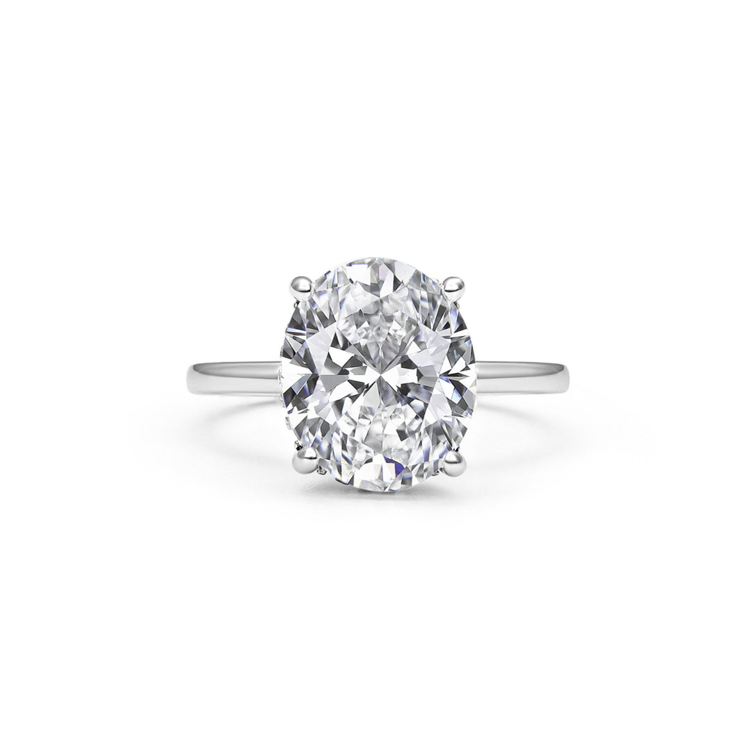 Solitaire Hidden Halo Oval Cut Moissanite Ring