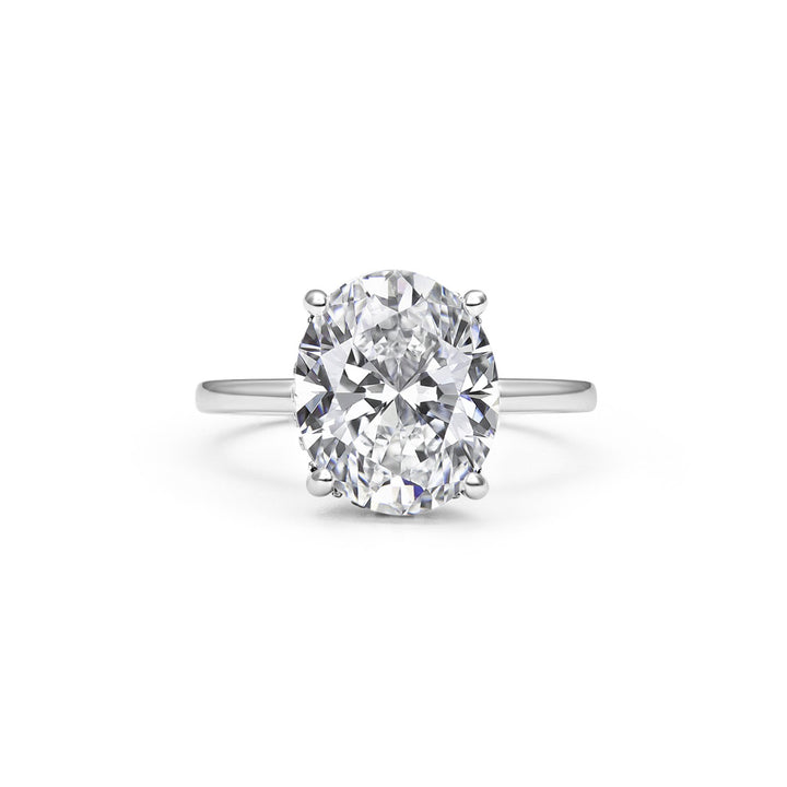 Solitaire Hidden Halo Oval Cut Moissanite Ring