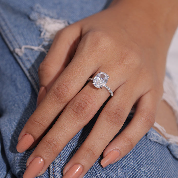 Adorned Oval Cut Moissanite Ring