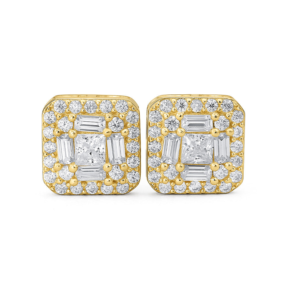 Baguette Clustered Moissanite Stud Earrings