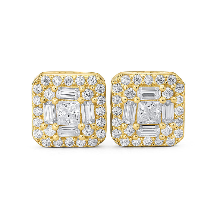 Baguette Clustered Moissanite Stud Earrings