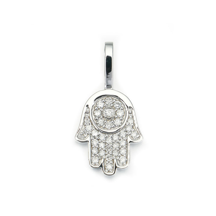 Diamond Hamsa Pendant in 14K Solid Gold