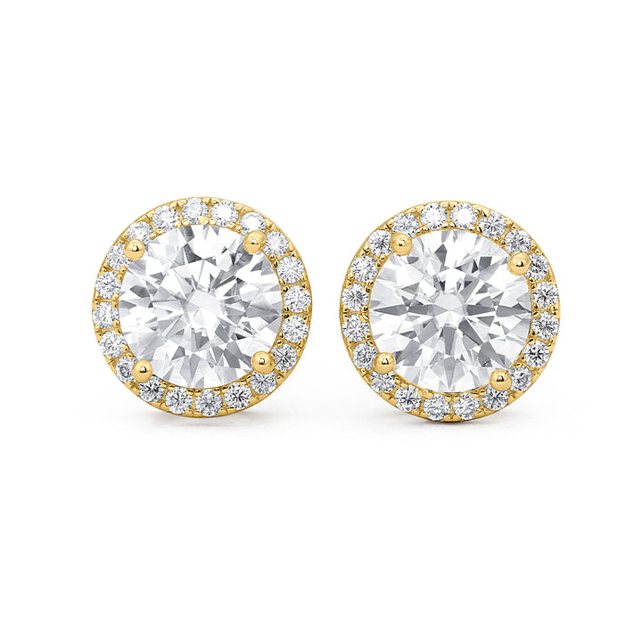 Round Cut Halo Stud Earrings