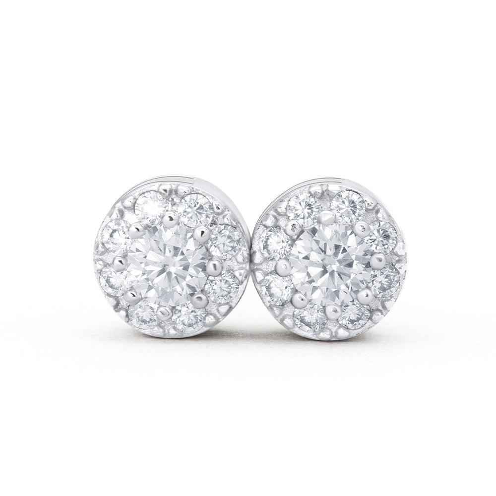 Layered Halo Moissanite Stud Earrings