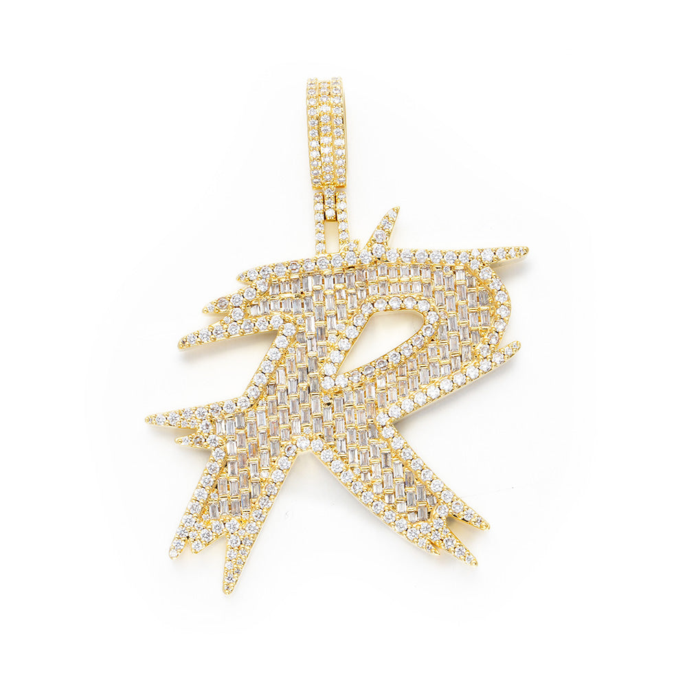 Baguette Trendy Initial Pendant – GHETLUXE