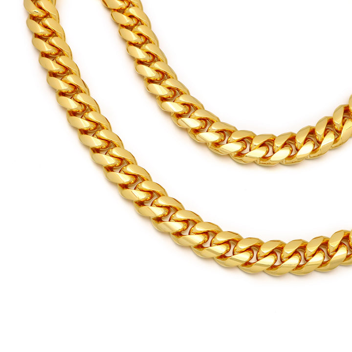 12 mm kubanische Gliederkette + Armbandpaket 18 Karat vergoldet