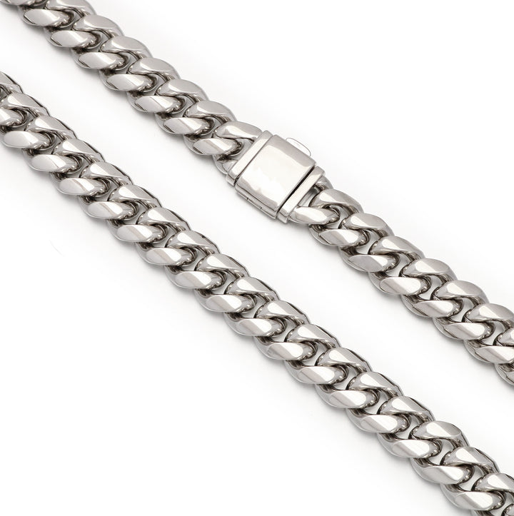 12mm Cuban Link Bracelet in White Gold