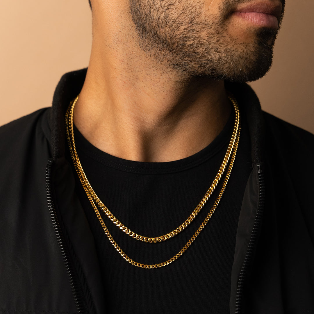 5mm +3mm Cuban Link Chain Stack in Gold