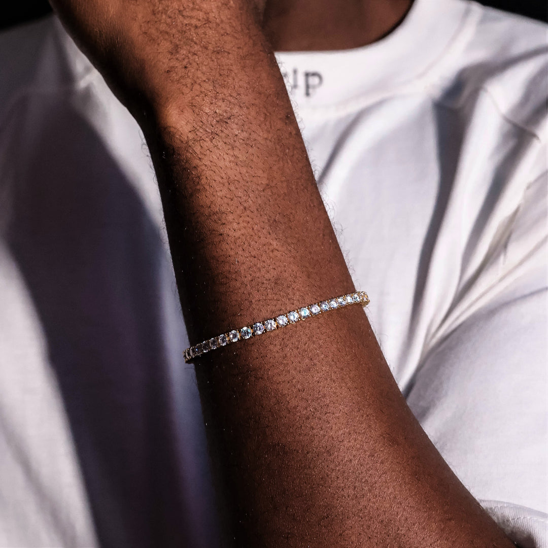 4mm Round Cut Diamond Tennis Bracelet Gold