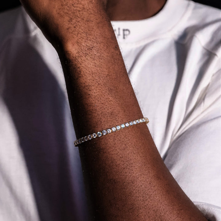 4mm Round Cut Diamond Tennis Bracelet Gold