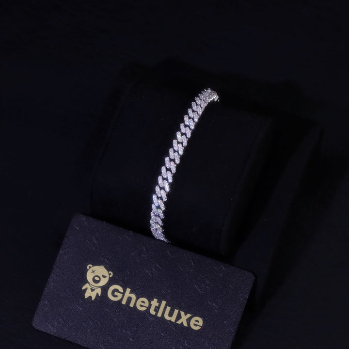 6mm Moissanite S925 Cuban Bracelet in White Gold