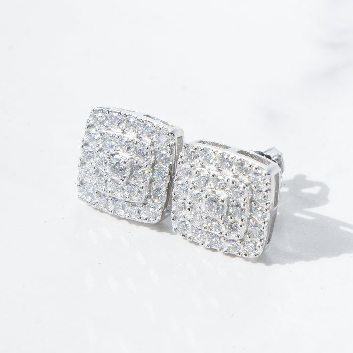 Moissanite Pave Cushion Stud Earrings