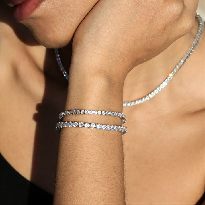 Women's 4mm Round Cut Diamond Tennis Bracelet in White Gold