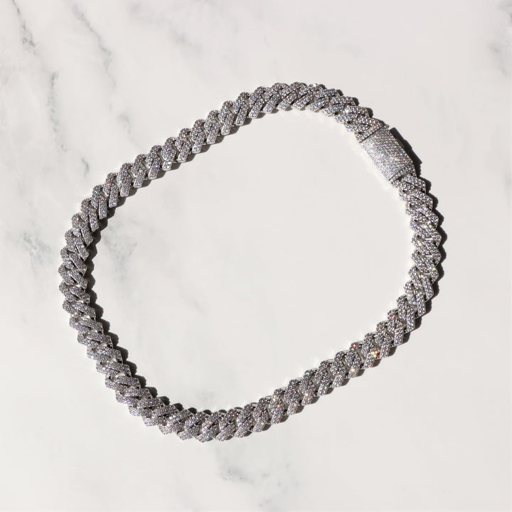 13 mm kubanische Kette mit Diamantstiften in Weißgold