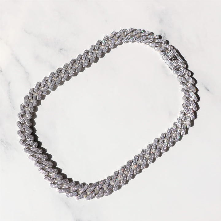 19 mm Monaco-Kette mit Diamantstiften in Weißgold
