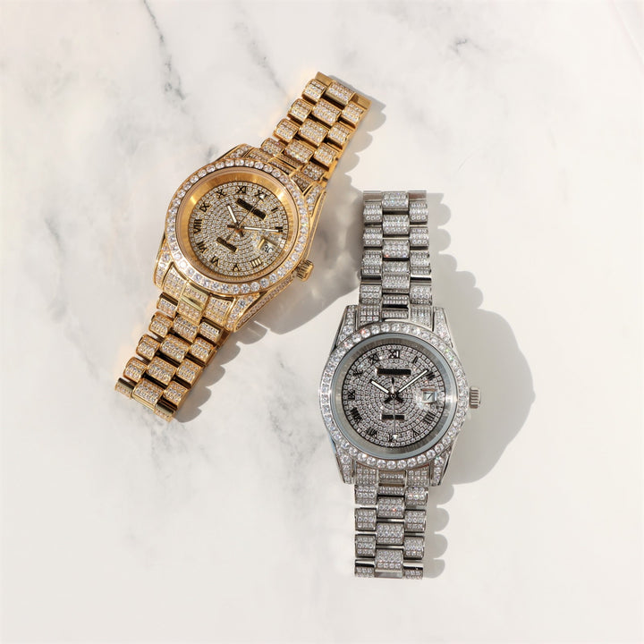 Iced Cancri Watch in 18K Gold