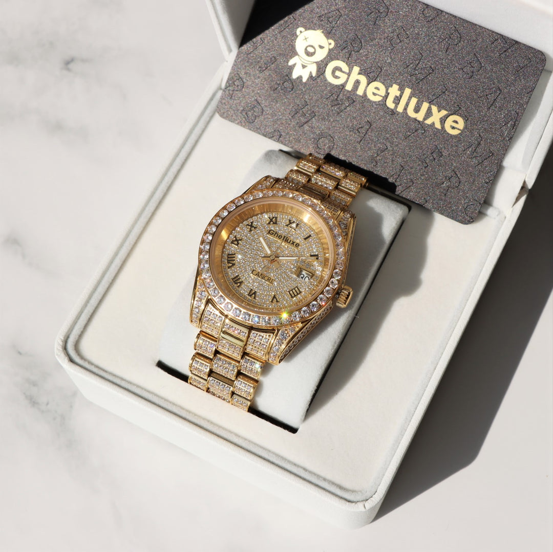 Iced Cancri Watch in 18K Gold