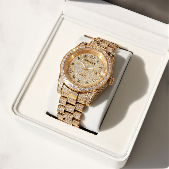 Iced Cancri Watch in 18K Gold
