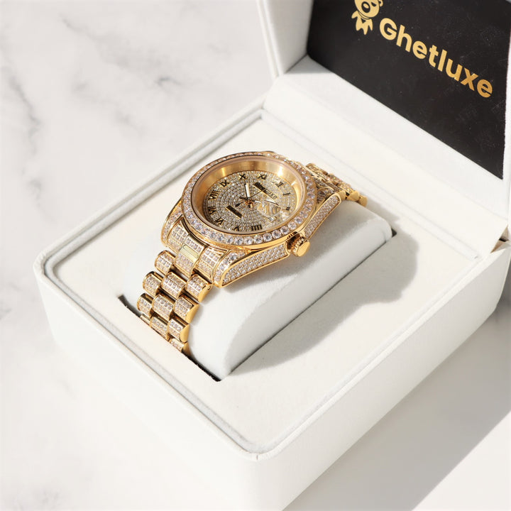 Iced Cancri Watch in 18K Gold