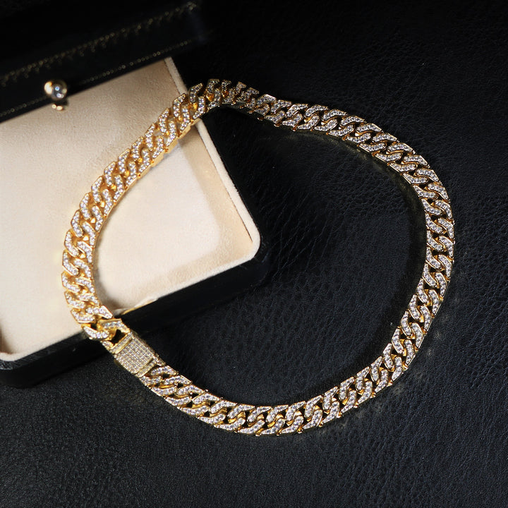 12mm Gold Iced Cuban Link Chain with Glow In the Dark Back