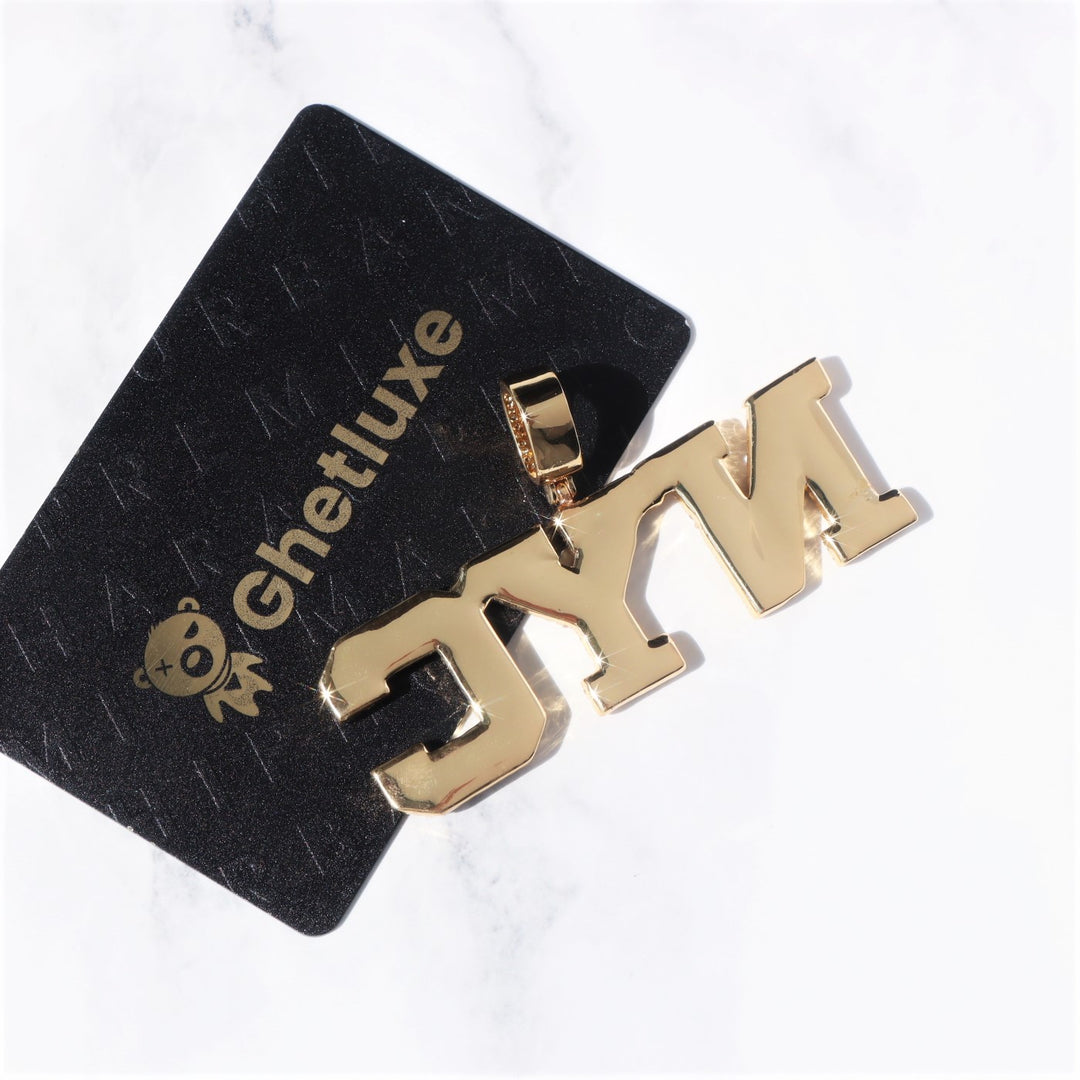College Font Baguette Diamond Custom Name Pendant