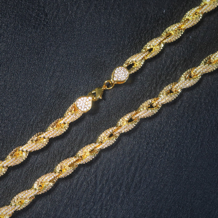10mm Iced Rope Chain in Gold