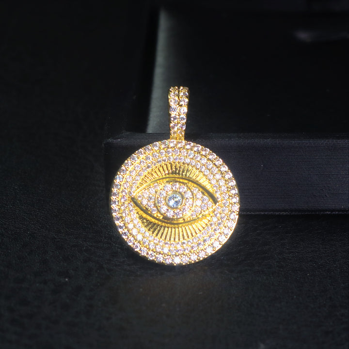 Diamond Evil Eye Circle Pendant