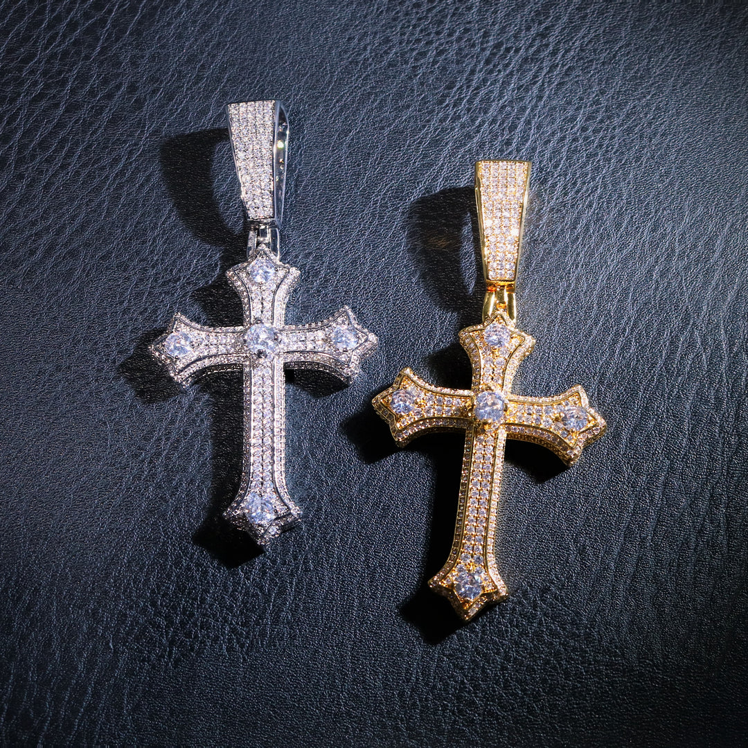 Large Diamond Gothic Cross Pendant