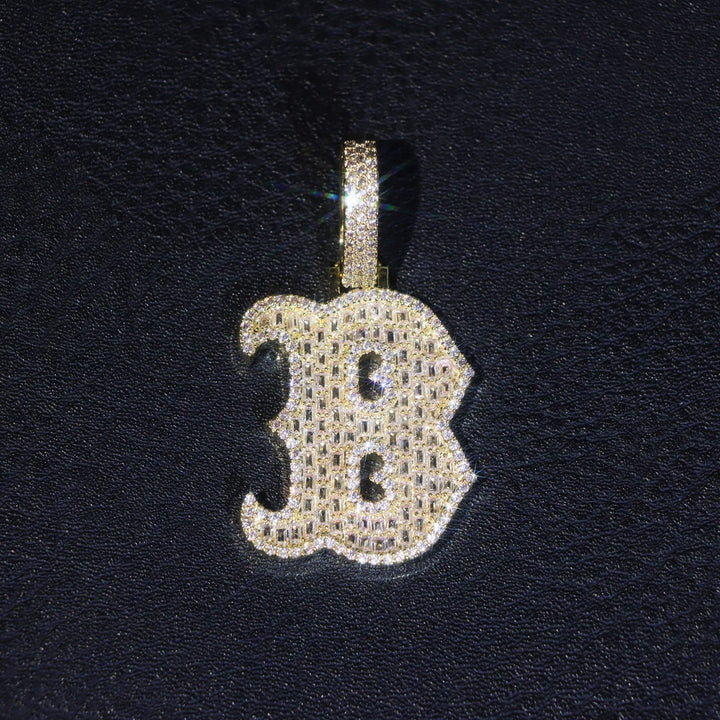 Moissanite Baguette Script Letter B Pendant