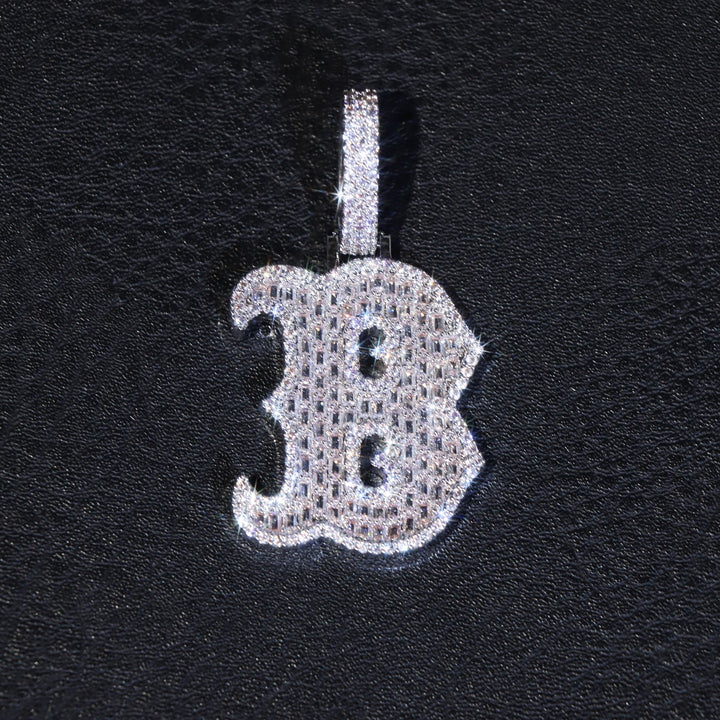 Full Baguette Script Letter B Pendant