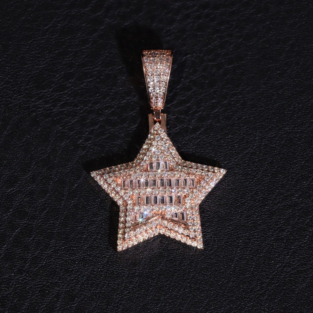Baguette Moissanite Star Pendant